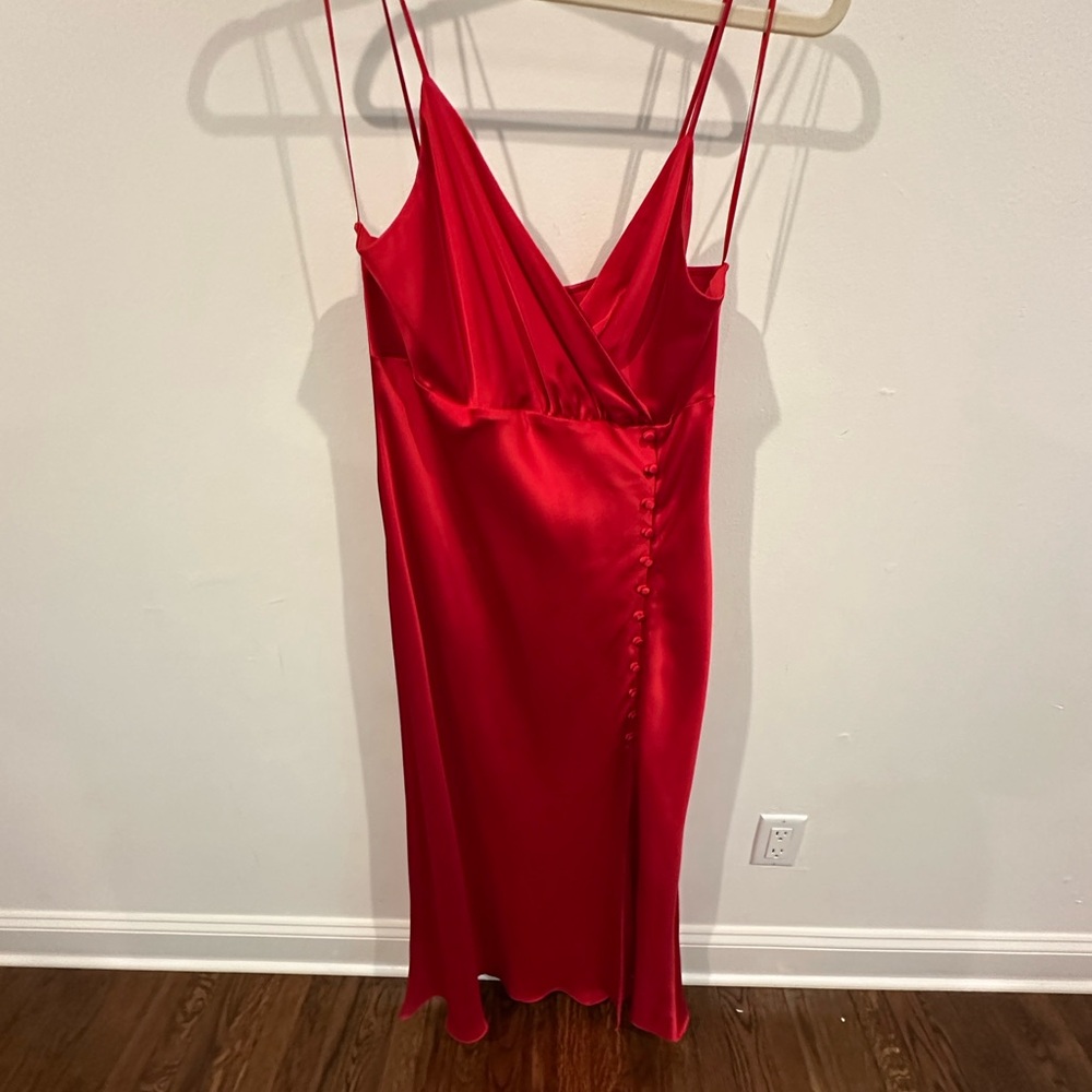 Satin red dress